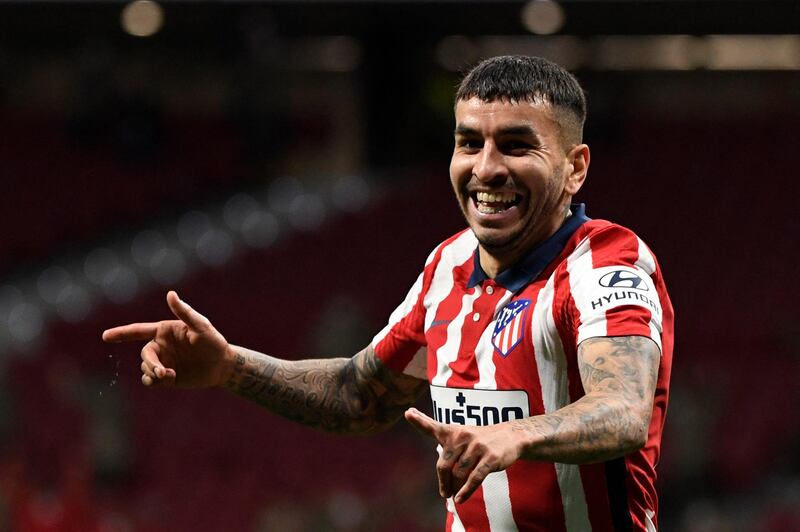 Atletico Madrid's Argentine forward Angel Correa celebrates scoring his side's second goal. AFP