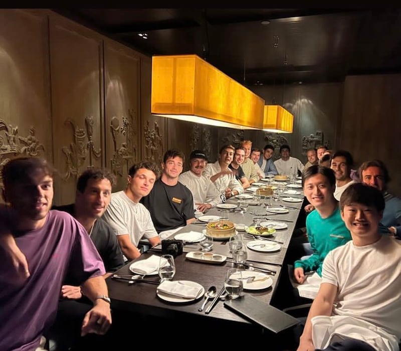 The drivers celebrated in the private dining room at Hakkasan Abu Dhabi. Photo: Twitter