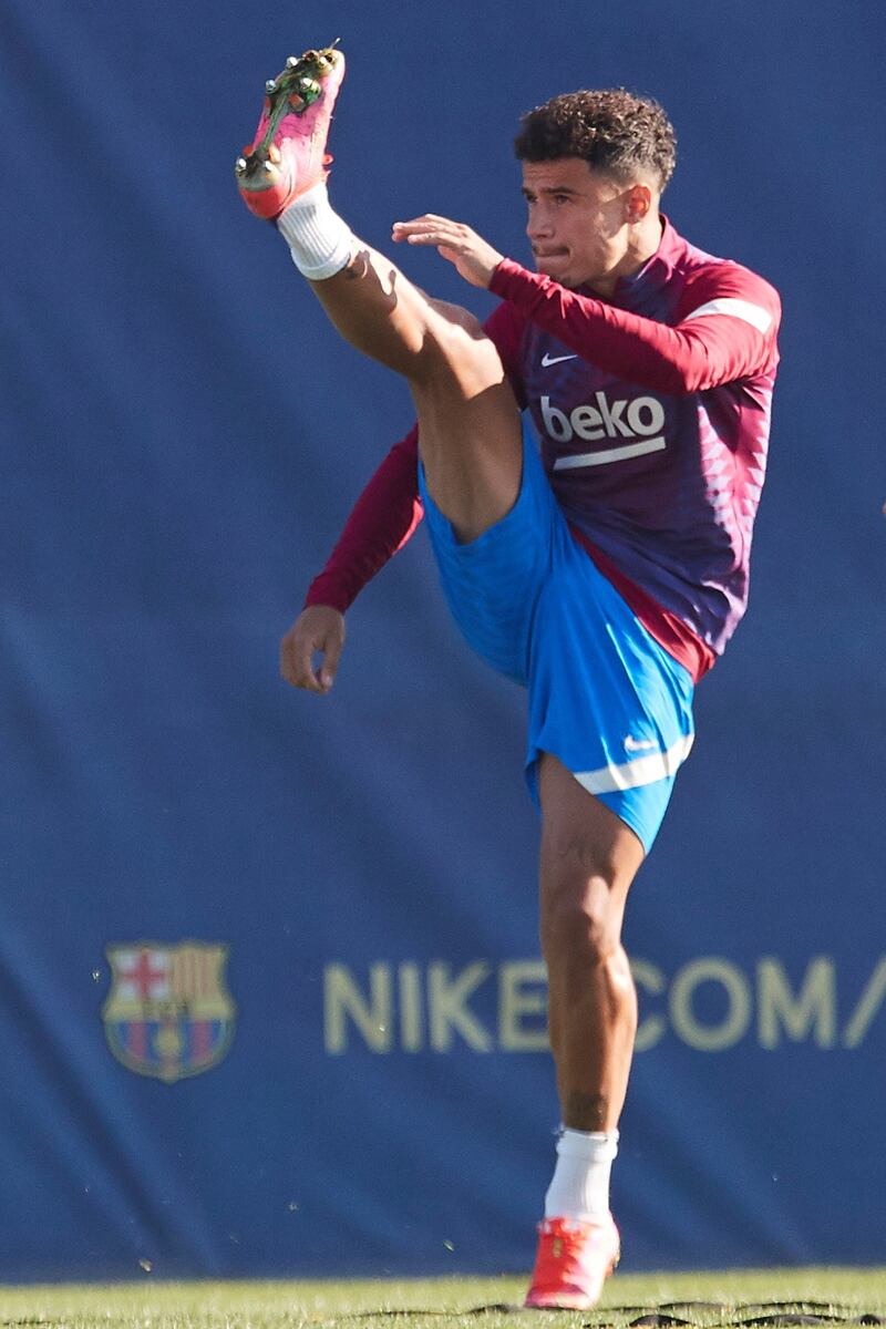 Barcelona's midfielder Philippe Coutinho during training on Tuesday. EPA