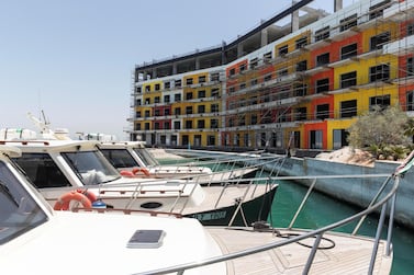 The under-construction Portafino hotel at the Heart of Europe, 4km off the Dubai coast. Antonie Robertson / The National
