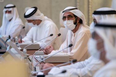 Sheikh Mohammed bin Rashid, the Vice President and Ruler of Dubai at a Cabinet meeting on Sunday. Courtesy: Dubai Media Office