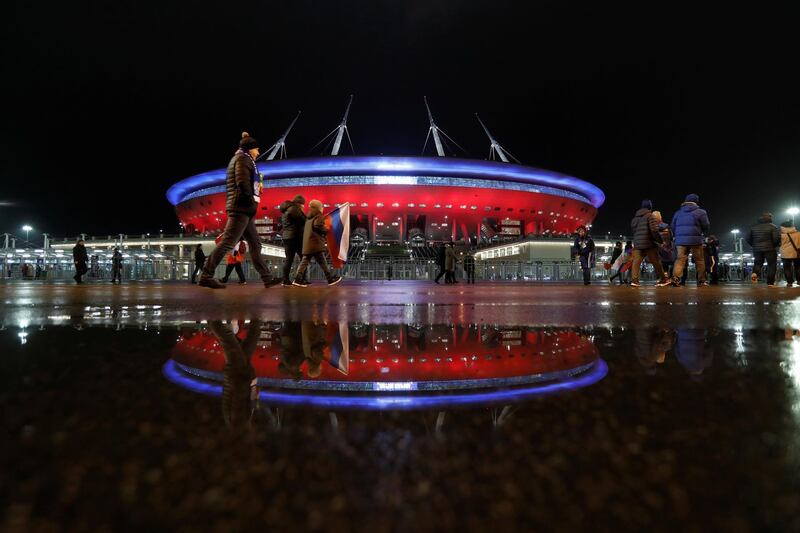 The Saint Petersburg Stadium seen ahead of Russia's Euro 2020 qualifier against Belgium.  Reuters