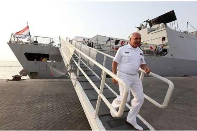 Michiel B Hijmans, the commodore of the Nato ship <i>De Zeven Provincien</i>, at Port Rashid in Dubai.