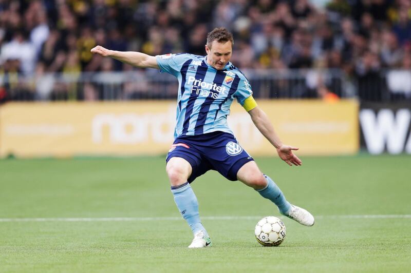 STOCKHOLM, SWEDEN - MAY 22: Kim Kallstrom of Djurgardens IF during the Allsvenskan match between Djurgardens IF and AIK at Tele2 Arena on May 22, 2017 in Stockholm, Sweden. (Photo by Nils Petter Nilsson/Ombrello via Getty Images)