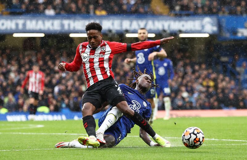 Kyle Walker-Peters 7 – Good block to deny Alonso following a Chelsea break. At the other end he was often available on the overlap. He threatened twice; first when he cut in between Sarr and Alonso; his claims for a penalty were waved away, but the loose ball fell to Armstrong to shoot, and secondly when his shot forced Arrizabalaga into the save that lead to the equaliser. Getty Images