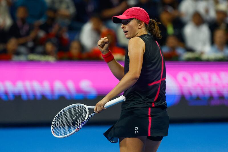 Iga Swiatek defeated Elena Rybakina to win the Qatar Open for the third straight year. AFP