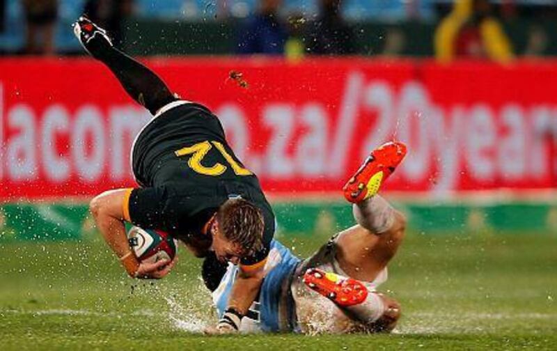 South Africa, in green, have played in Munster but they found the conditions difficult in the game against Argentina. Siphiwe Sibeko / Reuters