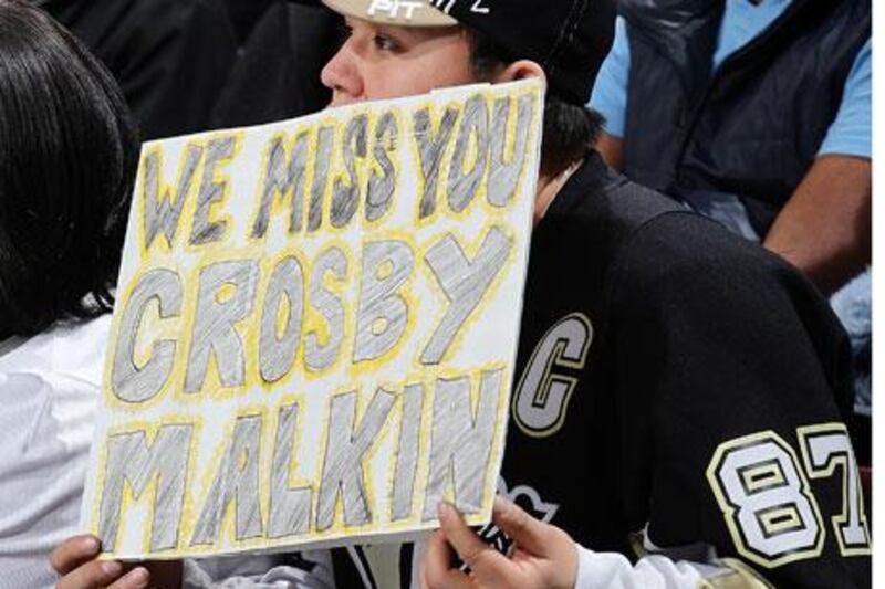 Pittsburgh fans miss Evgeni Malkin, but all hockey fans are hoping for the return of Sidney Crosby, who has been out since suffering a concussion in January.