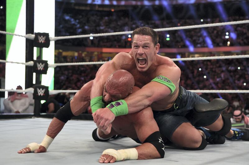 John Cena, right, beat Triple H at the WWE Greatest Royal Rumble in Jeddah, Saudi Arabia. Courtesy WWE
