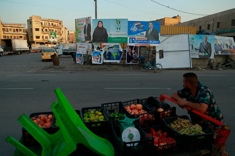 Life goes on - including for fruit sellers - in the run-up to parliamentary elections in Baghdad. AP Photo