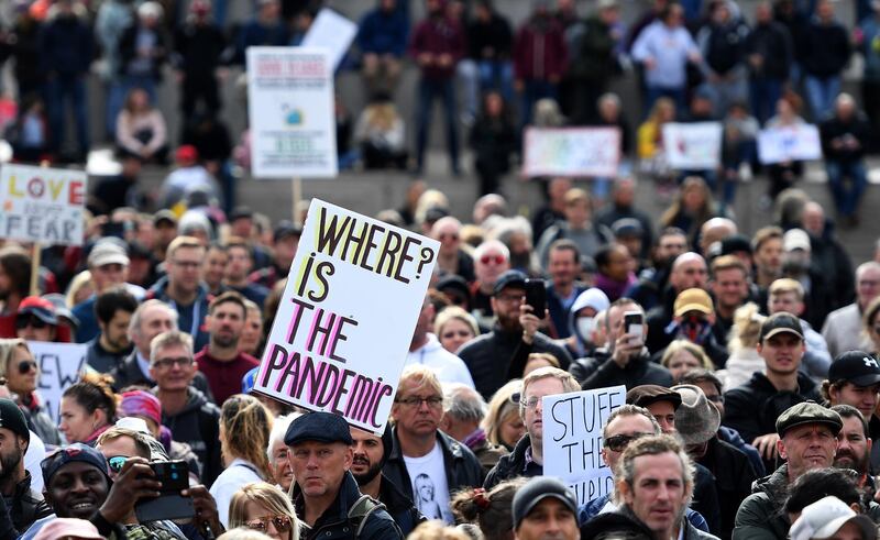 People attend a 'We Do Not Consent' rally at Trafalgar Square.  EPA