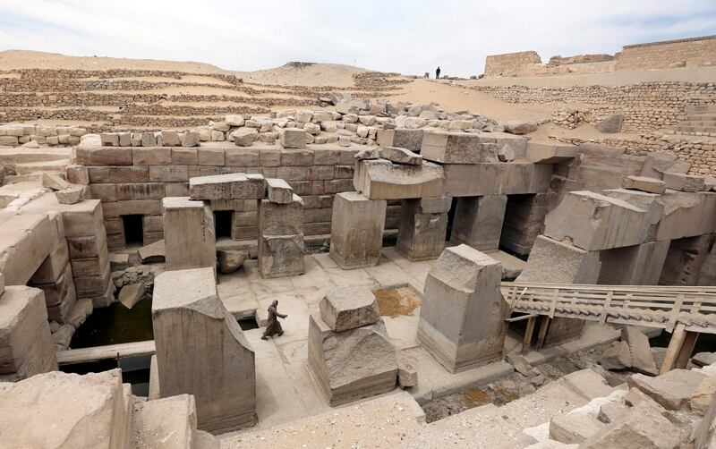 A worker walks through a new groundwater lowering project at the Osirion, behind Temple of Seti I, Abydos archeological site, Sohag, Egypt. Reuters