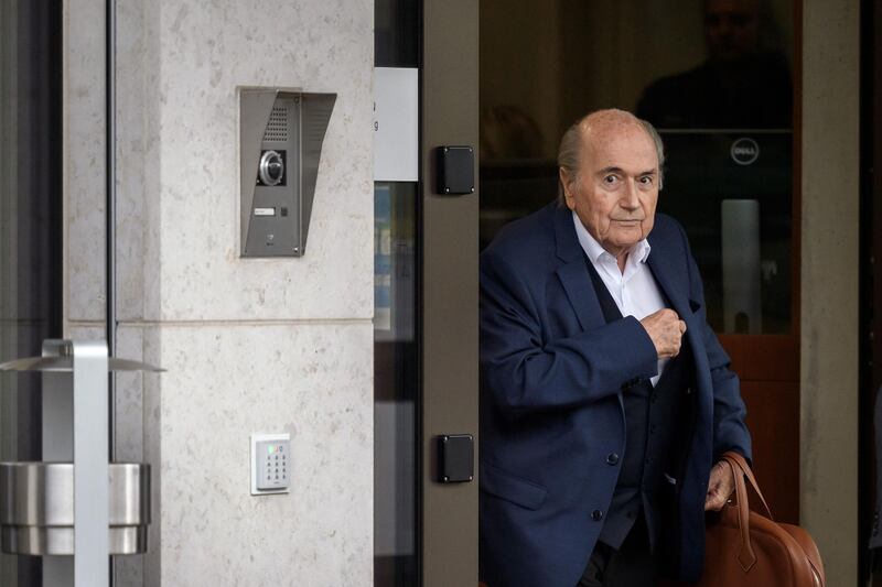 Blatter looks on as he arrives at the building of the Office of the Attorney General of Switzerland. AFP