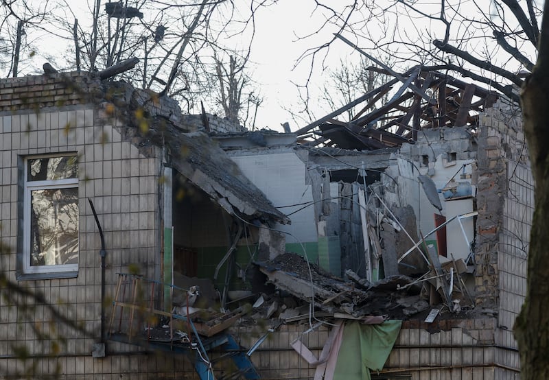 A kindergarten damaged during the drone strikes in Kyiv. EPA
