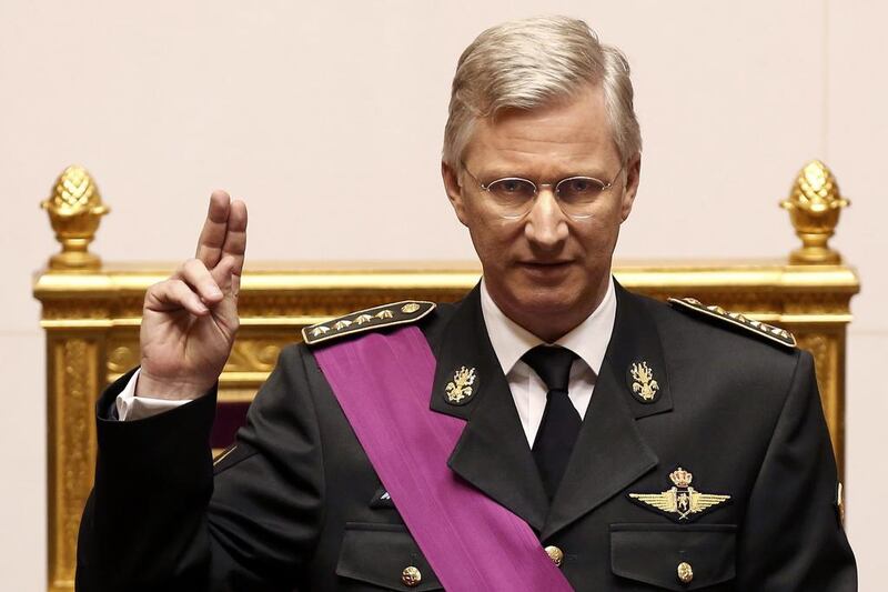 King Philippe of Belgium takes the oath during a swearing in ceremony at the Belgian Parliament in Brussels on July 21, 2013. Reuters