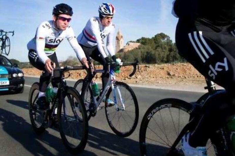 Mark Cavendish, left, and compatriot Bradley Wiggins are the main hopes for Sky Team.