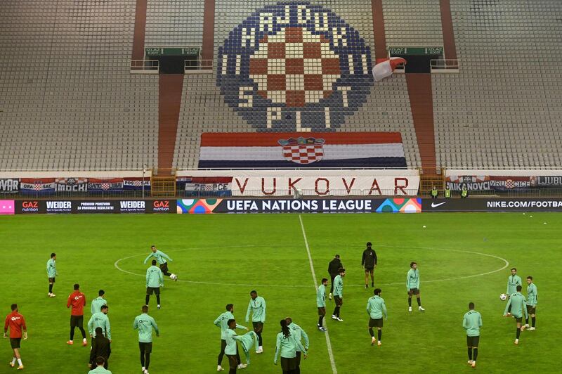 Portugal's players training at the Stadion Poljud in Split. AFP