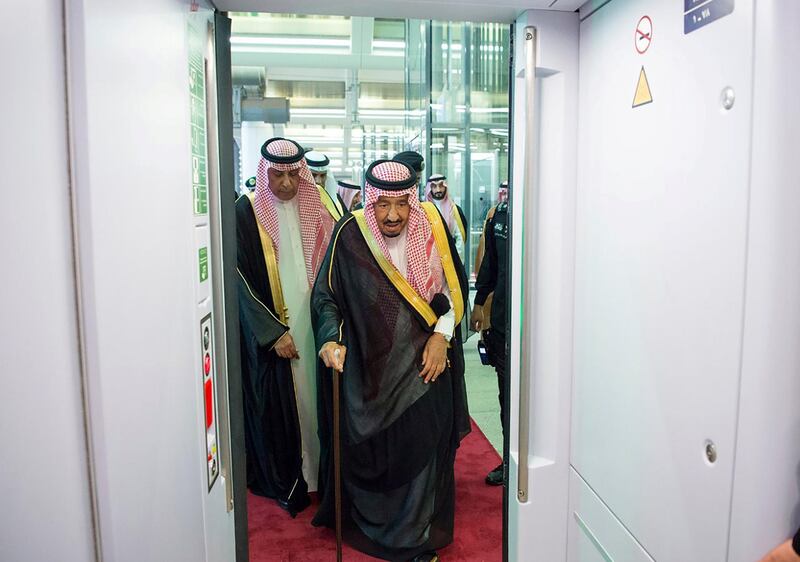 Custodian of the Two Holy Mosques King Salman bin Abdulaziz Al Saud inaugurates Haramain High Speed Rail. Courtsey: Saudi Press Agency