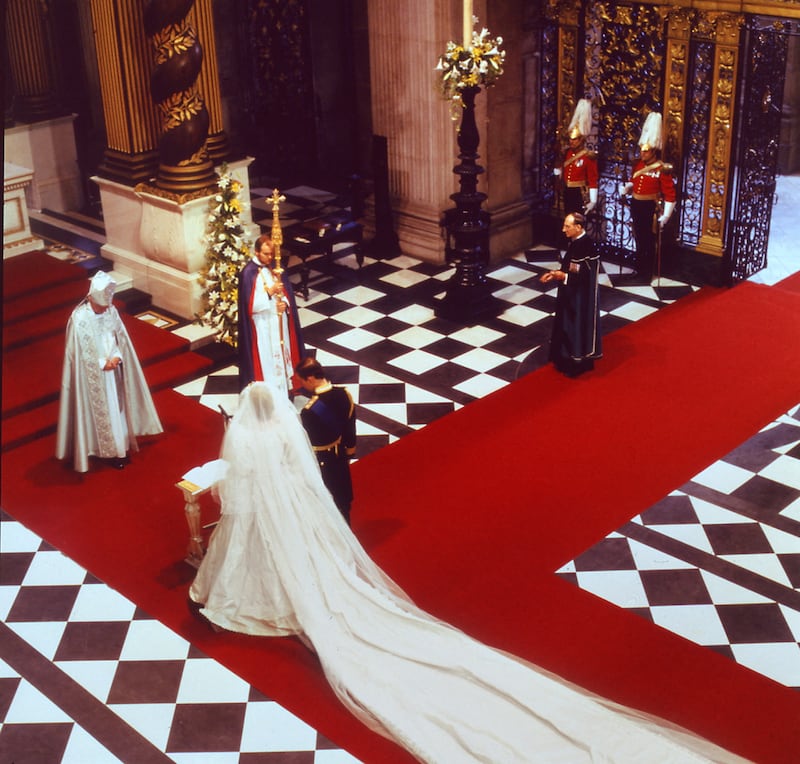 Lady Diana, Princess of Wales, and Charles, Prince of Wales, at their wedding in London at St Paul Cathedral, July 29, 1981