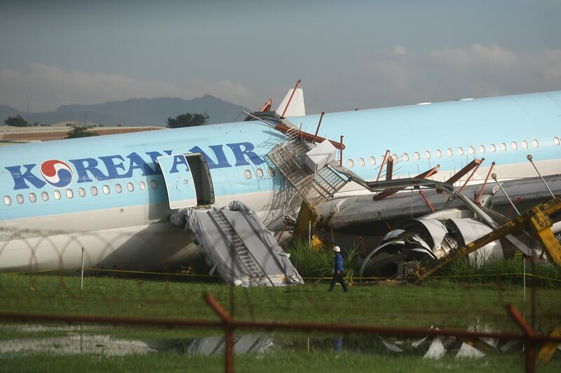 The Airbus A330, which was flying from Incheon, South Korea, was attempting to land in bad weather on Sunday evening. AP