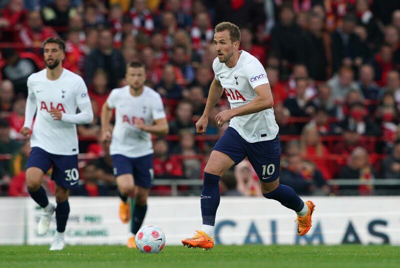 Tottenham Hotspur striker Harry Kane on the ball during the Premier League match against Liverpool. PA