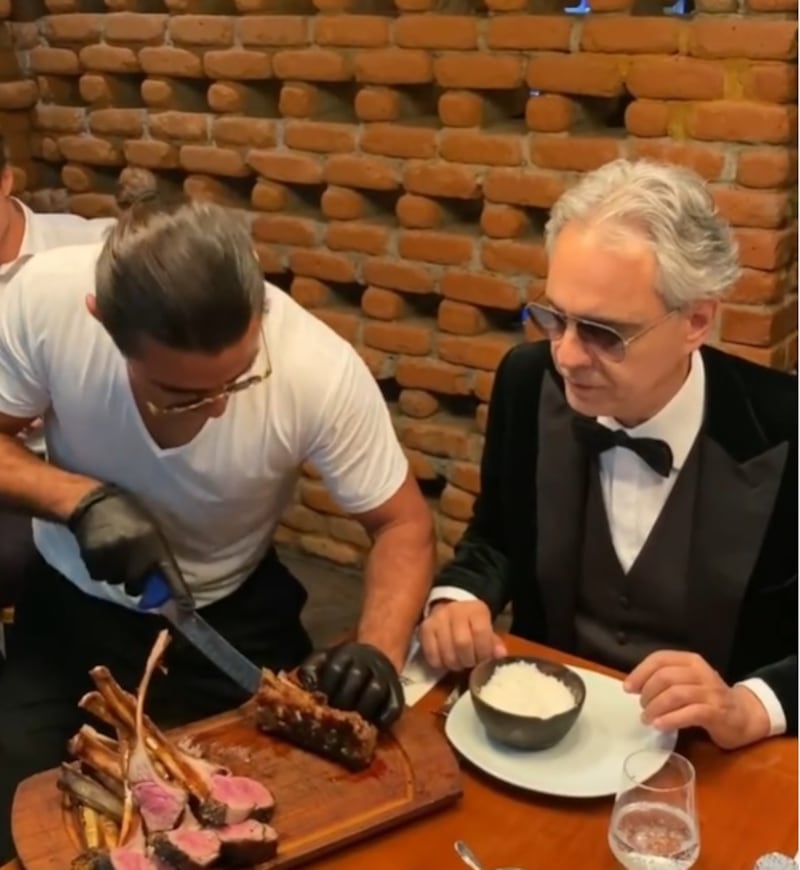 Andrea Bocelli: The 62-year-old Italian tenor was in Dubai for a concert at Dubai Opera on December 8, and stopped by Salt Bae’s Nusr-Et Dubai restaurant in Jumeirah Beach Dubai Restaurant Village Four Seasons Resort, where he treated the chef to a private concert in the kitchen. Instagram