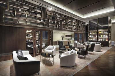 79F Guest Lounge (Salon de SIGNIEL) at Signiel Seoul in South Korea. Courtesy The Leading Hotels of the World
