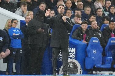 Arsenal manager Mikel Arteta gestures on the touchline during the Premier League match at Amex Stadium, Brighton. Picture date: Saturday April 6, 2024. PA Photo. See PA story SOCCER Brighton. Photo credit should read: Gareth Fuller/PA Wire.

RESTRICTIONS: EDITORIAL USE ONLY No use with unauthorised audio, video, data, fixture lists, club/league logos or "live" services. Online in-match use limited to 120 images, no video emulation. No use in betting, games or single club/league/player publications.