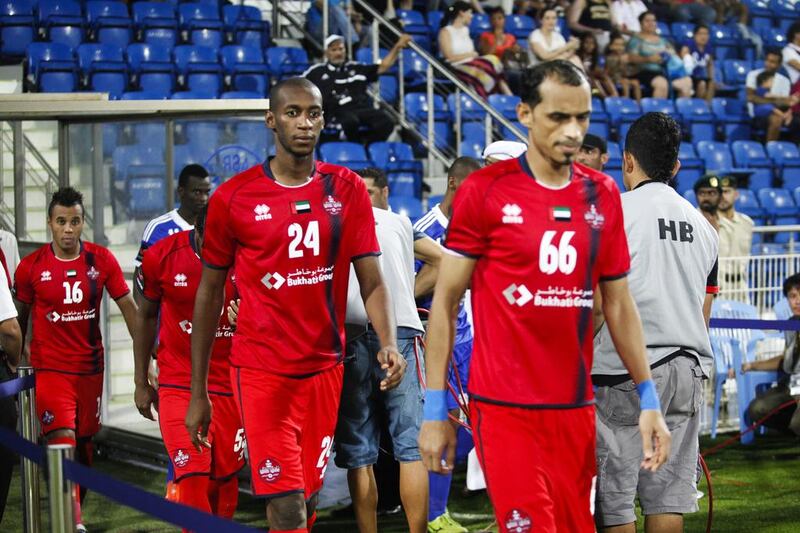 Al Shaab, in red, will be taking on Emirates hoping to carry momentum over from their 2-1 win over Al Shabab four days ago. Sarah Dea / The National