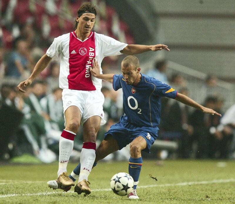 Football - Ajax Amsterdam v Arsenal Pre Season Friendly - Amsterdam Tournament - Amsterdam ArenA  - 1/8/04
Arsenal's Fredrik Ljungberg and Ajax's Zlatan Ibrahimovic
Mandatory Credit: Action Images / Andrew Budd
Livepic