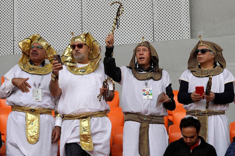 Fans arrive for Egypt vs Uruguay match at Ekaterinburg Arena, Yekaterinburg, Russia. Mark Baker / AP Photo
