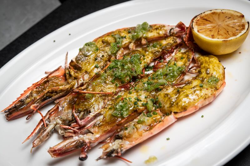 Dream offers a Mediterranean-inspired menu. Seen here, grilled tiger prawns.