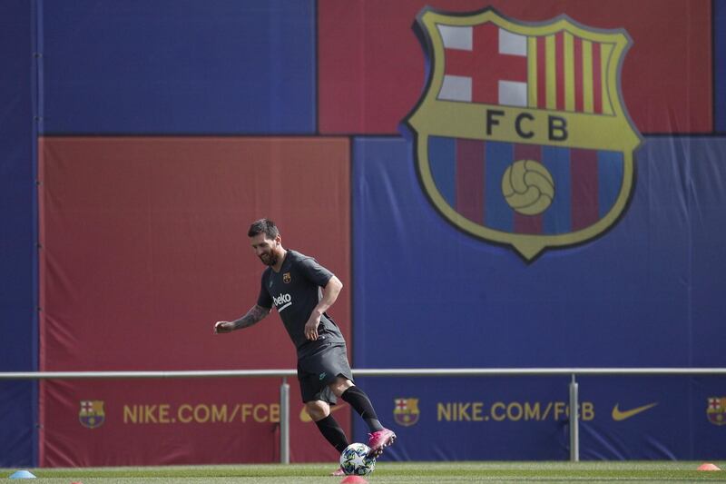 Barcelona's Argentine forward Lionel Messi performs with the ball. EPA