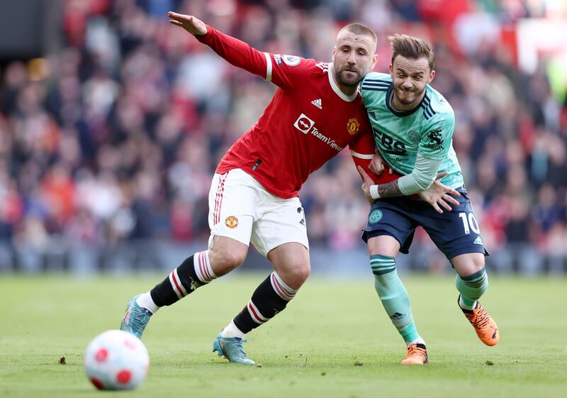 Luke Shaw 5 Booked. Came off at half time after going down without any contact on 38.

Getty