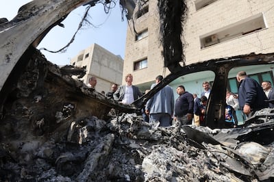 A Palestinian house burnt during recent violence between Palestinians and Israelis at the West Bank town of Hawara. EPA