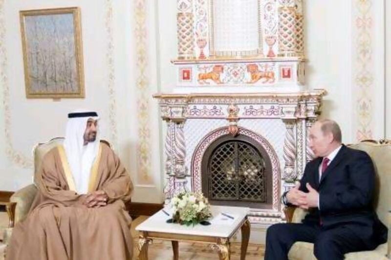 Russian president Vladimir Putin with Sheikh Mohammed bin Zayed.