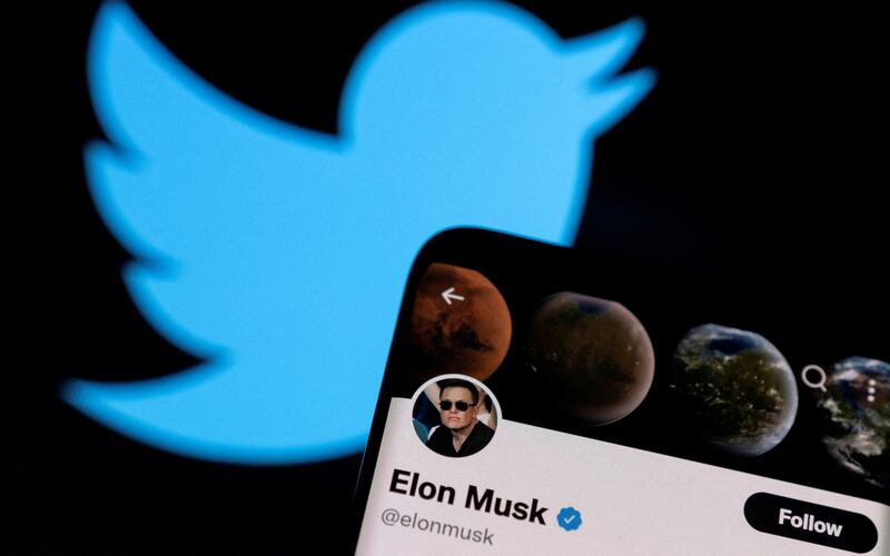 Elon Musk's Twitter account, which has a blue tick. Reuters