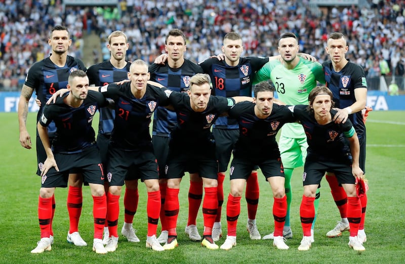The Croatian team line up. AP Photo