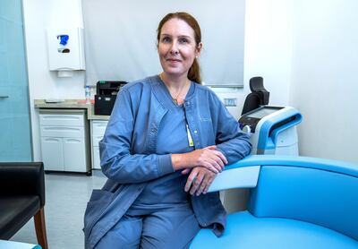 Dr. Tracy Sims, Lead Physician at Corniche Hospital Aesthetic Clinic for Feminine Rejuvenation that looks after the post natal care of women in Abu Dhabi on June 6, 2021.
Victor Besa / The National.
Reporter: Shireena Al Nowais for News
