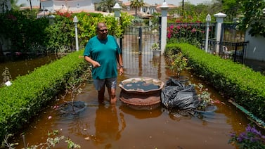 Rubesh Pillai's family home in Dubai's Green Community West was badly flooded during this week's unprecedented rainfall. Antonie Robertson / The National