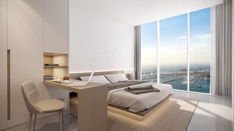 Suites in the world's tallest hotel will have contemporary interiors and floor to ceiling windows to make the most of the towering views. Courtesy The First Group