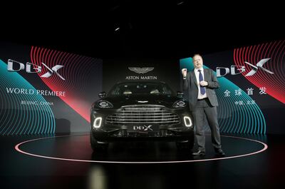 FILE PHOTO: CEO of Aston Martin Andy Palmer attends a global launch ceremony of its first sport utility vehicle Aston Martin DBX in Beijing, China November 20, 2019. REUTERS/Jason Lee/File Photo