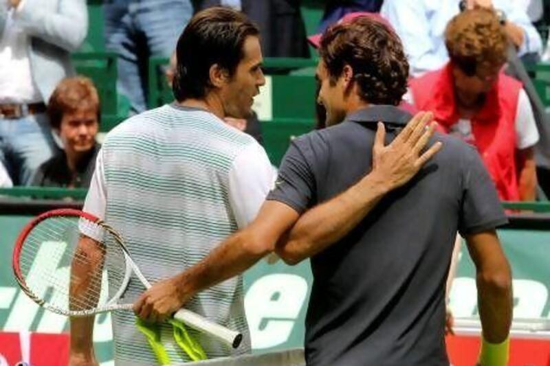 Tommy Haas, left, beat Roger Federer in the Gerry Weber final – for the first time since 2002.