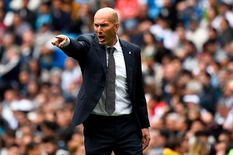 Real Madrid manager Zinedine Zidane shouts instructions. Reuters