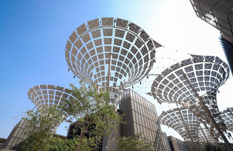 Dubai, United Arab Emirates - October 21, 2019: Sustainability district. Exclusive site tour of Expo 2020. The Global Media briefing will introduce the world's media to The Worl's Greatest Show. Monday the 21st of October 2019. JVC, Dubai. Chris Whiteoak / The National