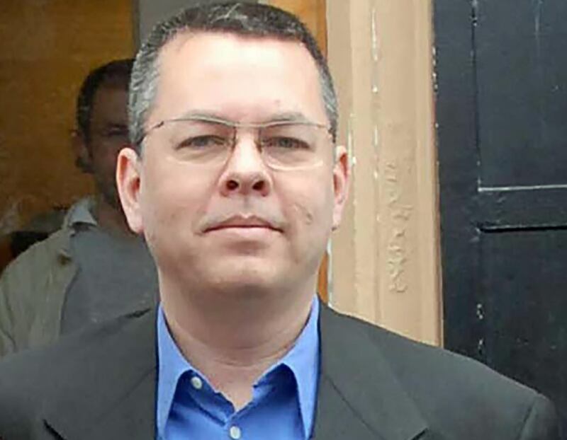 (FILES) In this undated file photo made available by the Dogan News Agency on March 13, 2018 Andrew Brunson, a US pastor, is photographed in Izmir. US President Donald Trump urged Turkish President Recep Tayyip Erdogan to free the pastor in a tweet on July 18, 2018, after a Turkish court ordered the pastor, held for almost two years on terror charges, to remain in prison.  - Turkey OUT
 / AFP / DHA / STR

