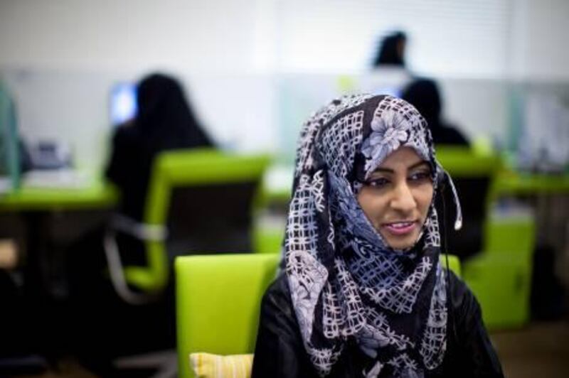 Agents such as Habeeba Sayed at Etihad’s new call centre in Al Ain say they are looking forward to a women-only workplace.