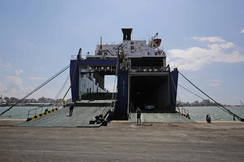 A cargo vessel docked at Lebanon's Tripoli port. AFP