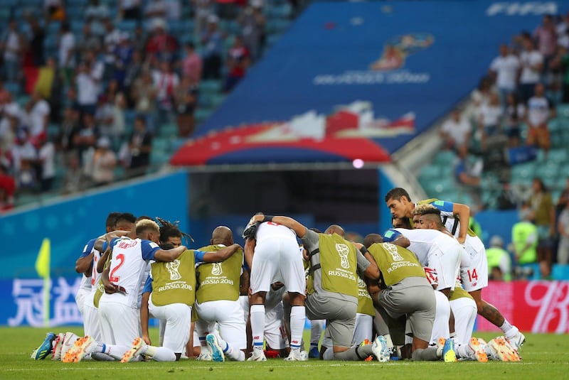 Panama players after the match. Hannah McKay / Reuters