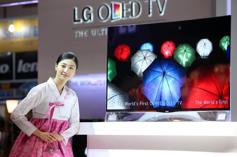 An LG OLED TV on display at GITEX Shopper at Dubai World Trade Centre in Dubai. Pawan Singh / The National

